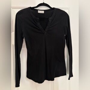 Rebecca Beeson black split collar long sleeve top - Small/Medium